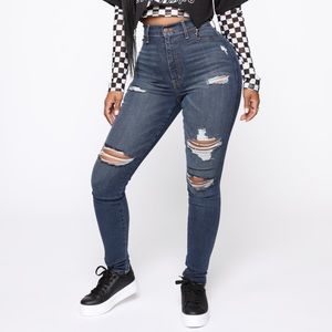 dare devil distressed high rise skinny jean